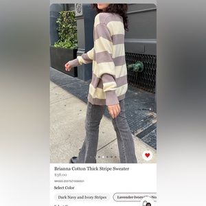 Brandy Melville Lavender and off white striped sweater